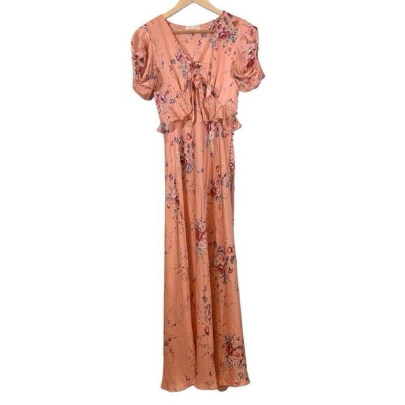 LOVE SHACK FANCY Lillian Floral Silk Satin Maxi Dress Size Small - Picture 1 of 11